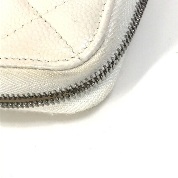 CHANEL A50097 Matelasse CC CC Mark Zip Around Quilted Wallet Long Wallet White - Picture 8 of 16